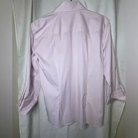 NWT Kirkland Signature Pink and White Pinstriped Button Down Shirt Size M 8/10 - Picture 9 of 10